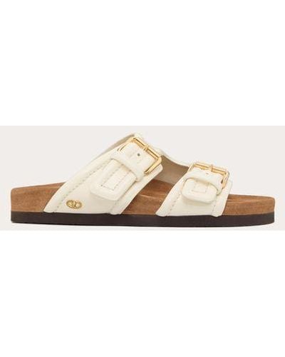 Valentino Garavani FUSSFRIEND SLIDE-SANDALEN AUS KALBSLEDER, 30 MM - Natur