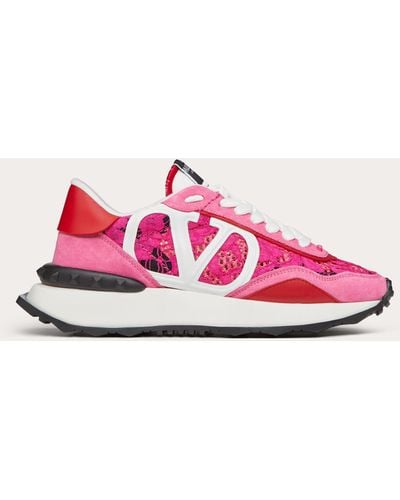 Valentino Garavani Lace And Mesh Lacerunner Trainer - Pink