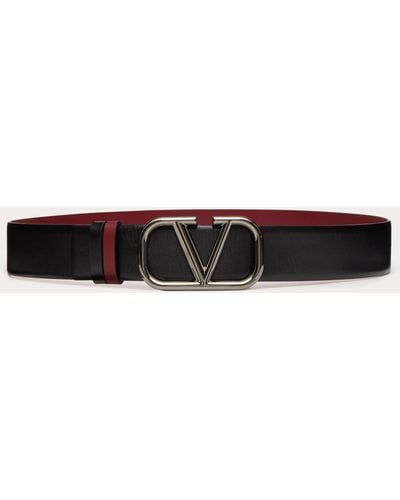 Valentino Garavani Vlogo Signature Reversible Calfskin Belt 40 Mm - Natural