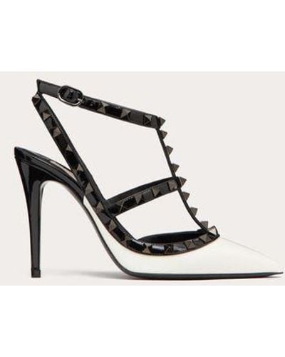 Valentino Garavani Rockstud Two-tone Patent Leather Pump With Matching Straps And Studs 100mm - White