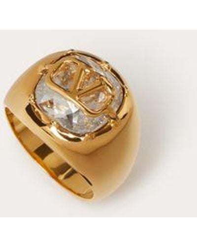 Valentino Garavani Ring Vlogo Signature Aus Metall Mit Swarovski®-kristallen - Weiß