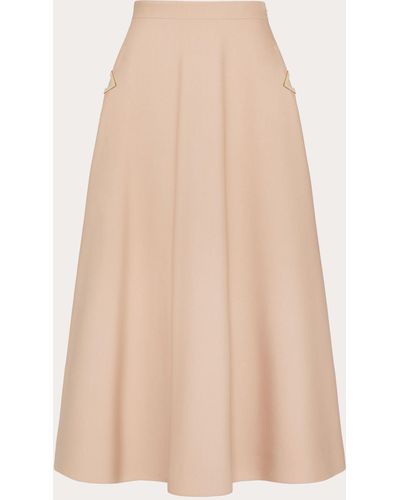 Valentino Crepe Couture Midi Skirt - Natural