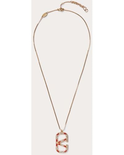 Valentino Garavani Vlogo Signature Metal, Pearl, Enamel And Swarovski® Crystal Necklace - Natural