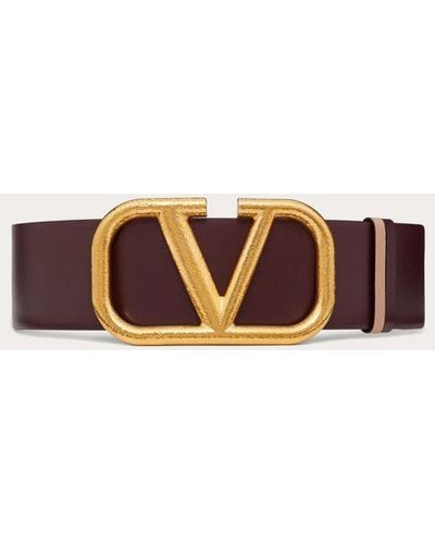 Valentino Garavani Reversible Vlogo Signature Belt In Grainy Calfskin 70mm - Brown