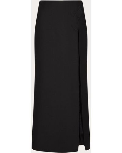 Valentino Embroidered Crepe Couture Skirt - Black