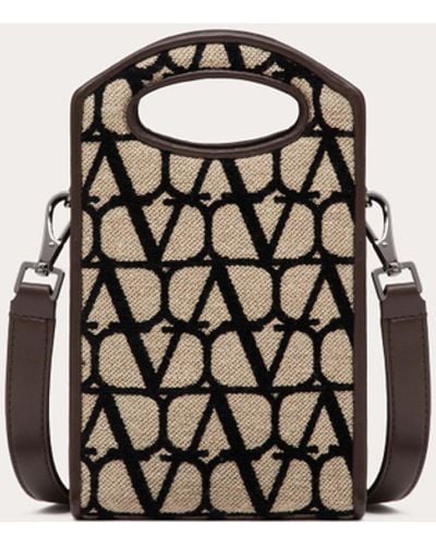 Valentino Garavani Mini Crossbody Bag With Toile Iconographe Print And Leather Details - White