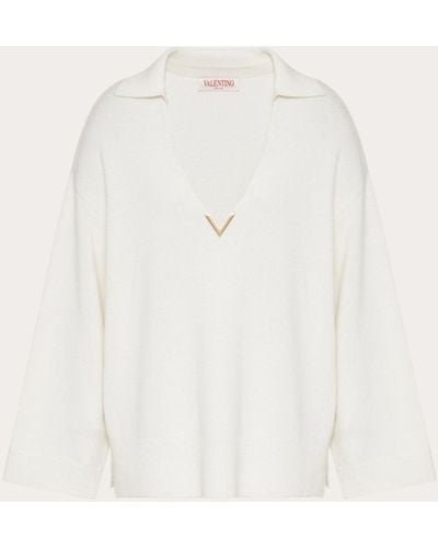 Valentino V Gold Cashmere Sweater - Natural