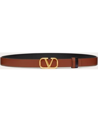 Valentino Garavani Reversible Vlogo Signature Belt In Shiny Calfskin 20mm - Natural