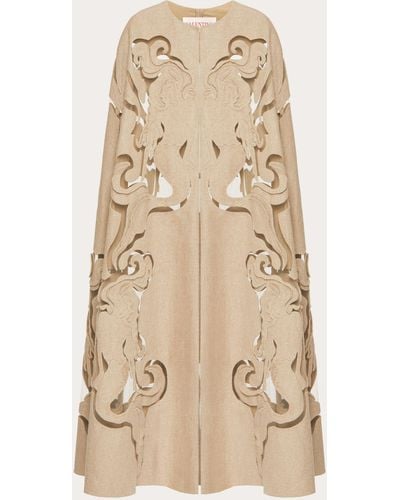 Valentino Embroidered Linen Canvas Cape - Natural