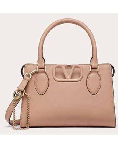Valentino Garavani Small Vsling Handbag In Grainy Calfskin - Pink