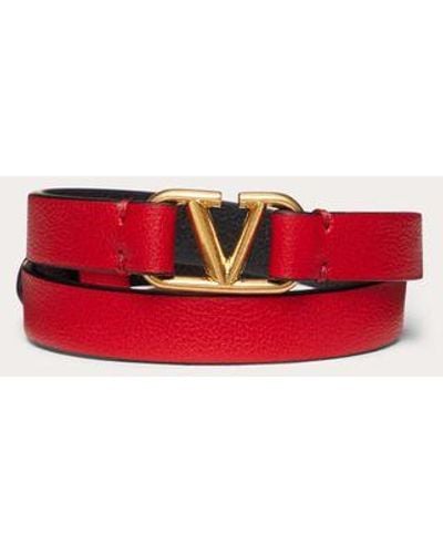 Valentino Garavani Vlogo Signature Double-strap Bracelet In Calfskin - Red