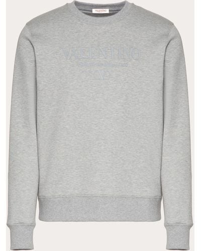 Valentino Print Cotton Crewneck Sweatshirt - Grey