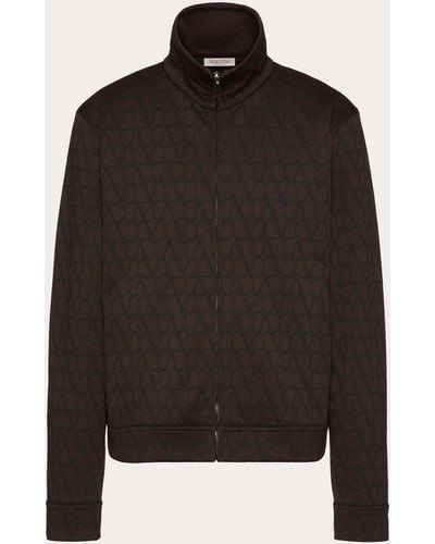 Valentino Cotton High-neck Sweatshirt With Zipper And Toile Iconographe Print - Black