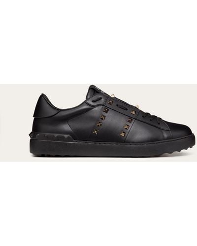 Valentino Garavani Rockstud Untitled Sneaker In Calfskin Leather - Black