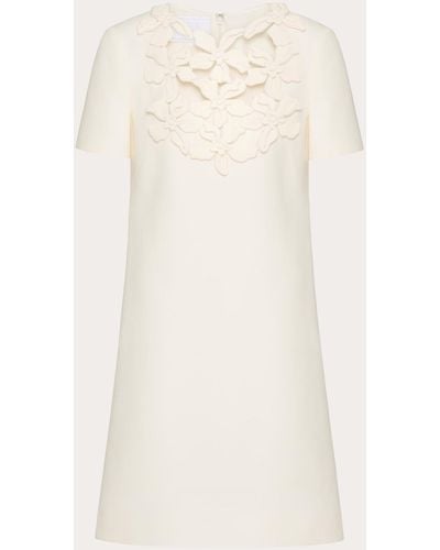 Valentino Embroidered Crepe Couture Short Dress - Natural