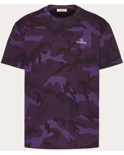 Valentino Camouflage Print Cotton T-shirt - Purple
