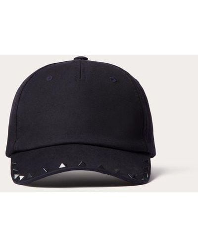 Valentino Garavani Rockstud Cotton Baseball Cap With Stud Appliqué - Blue