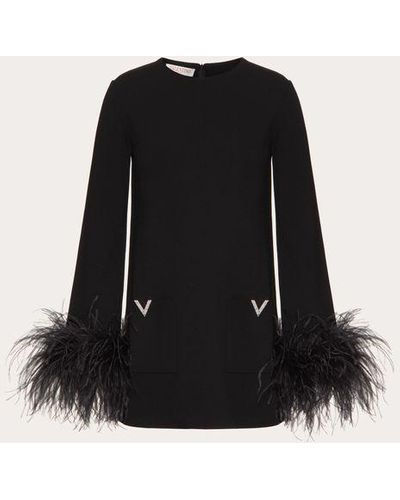 Valentino Stretched Viscose Sweater With Feathers - Black