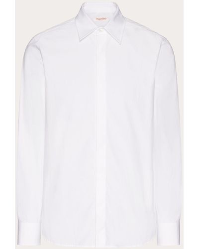 Valentino Heavy Cotton Poplin Long Sleeve Shirt - White