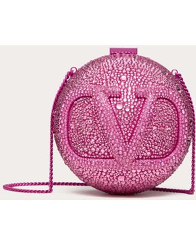 Valentino Garavani Vlogo Signature Metal And Swarovski® Crystal Minaudière - Pink