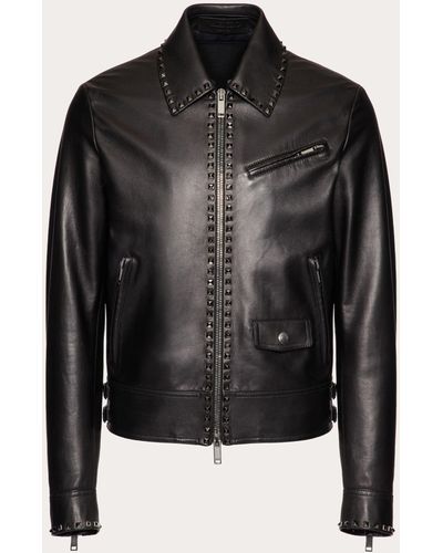 Valentino Leather Jacket With Black Untitled Studs