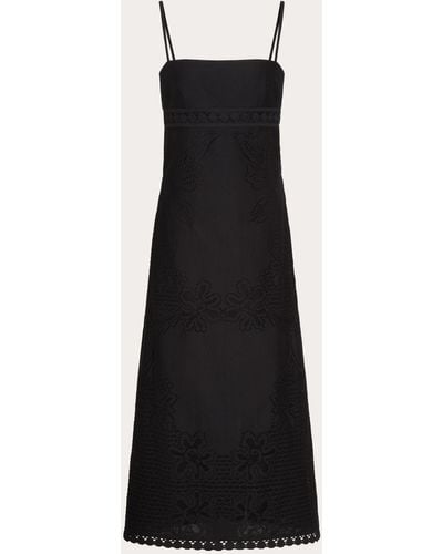 Valentino Dress In Cotton Guipure Jardin Plat - Black