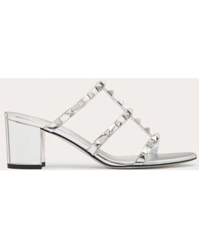 Valentino Garavani SANDALES ROCKSTUD À EFFET MIROIR, TALON : 60 MM - Blanc