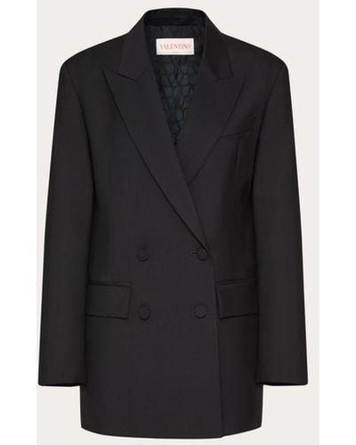 Valentino Mohair Wool Canvas Jacket - Black