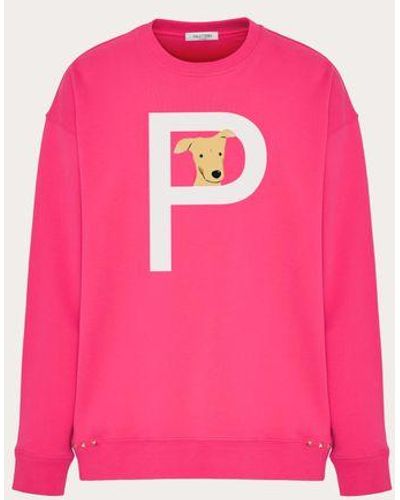 Valentino SWEAT-SHIRT À COL ROND ROCKSTUD PET UNISEXE ET PERSONNALISABLE - Rose