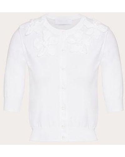 Valentino Embroidered Cotton Cardigan - Natural