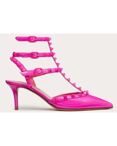 Valentino Garavani Patent Rockstud Court Shoes With Matching Straps And Studs 65 Mm - Pink