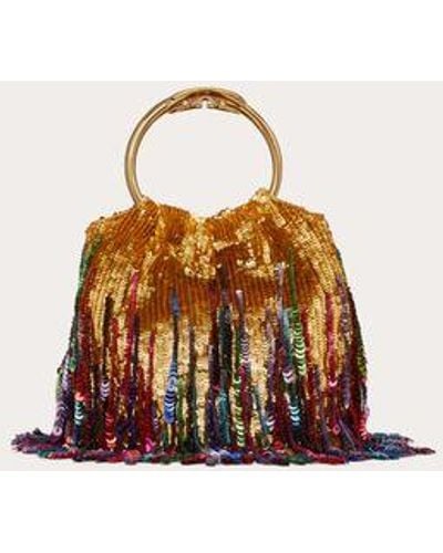 Valentino Garavani Small Carry Secrets Embroidered Bucket Bag - Natural