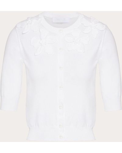 Valentino Embroidered Cotton Cardigan - Natural