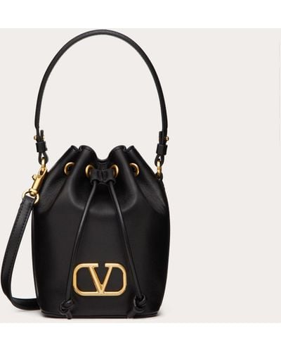 Valentino Garavani Mini Vlogo Signature Bucket Bag In Nappa Leather - Black