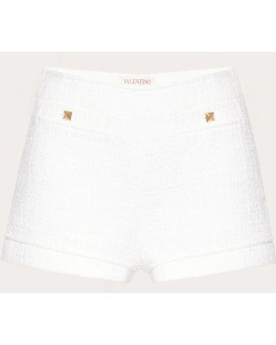 Valentino Cotton Couture Tweed Shorts - Natural