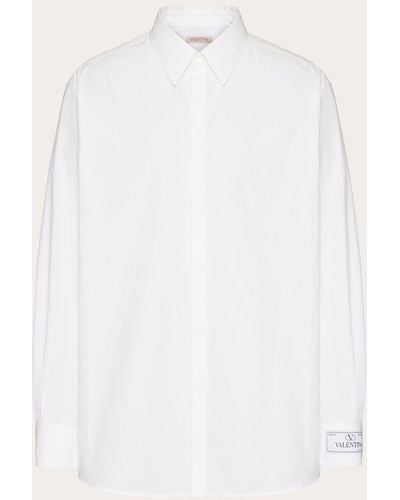 Valentino Long Sleeve Cotton Shirt With Maison Tailoring Label - White