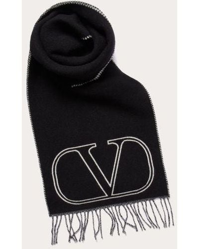 Valentino Garavani Sciarpa vlogo signature in lana e cashmere - Nero