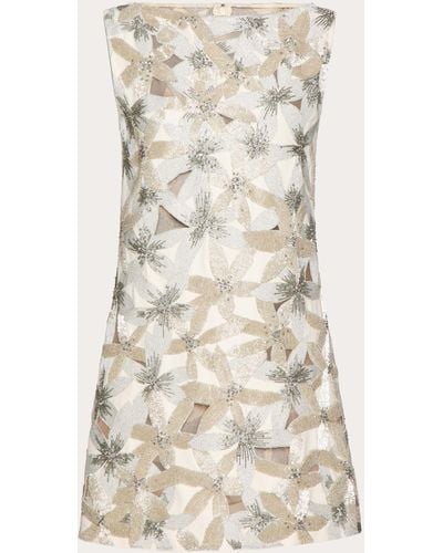 Valentino Embroidered Crepe Couture Dress - Natural