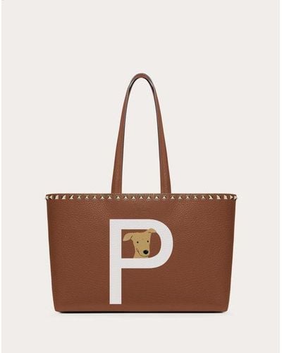 Valentino Garavani Rockstud Pet Customizable Small Tote Bag - Brown