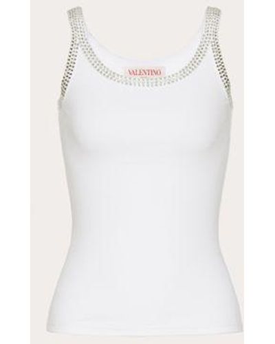 Valentino Embroidered Jersey Top - Natural