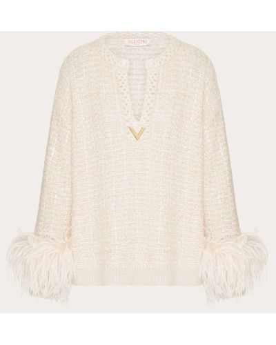 Valentino Sweater In Lurex Mohair And Sequin Thread - Natural
