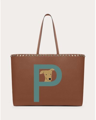 Valentino Garavani Rockstud Pet Customizable Tote Bag - Brown