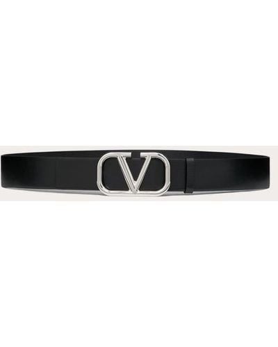 Valentino Garavani CINTURÓN VLOGO SIGNATURE DE PIEL DE BECERRO DE 40 MM DE ANCHO - Negro