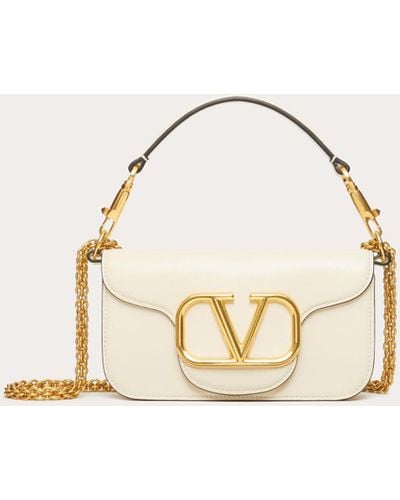 Mini Vlogo Signature Grainy Calfskin Hobo Bag for Woman in Light Ivory