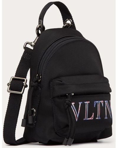 Valentino Garavani Mini Neon Vltn Backpack In Nylon - Black