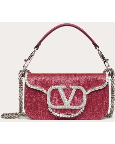 Valentino Garavani Locò Embroidered Small Shoulder Bag - Pink