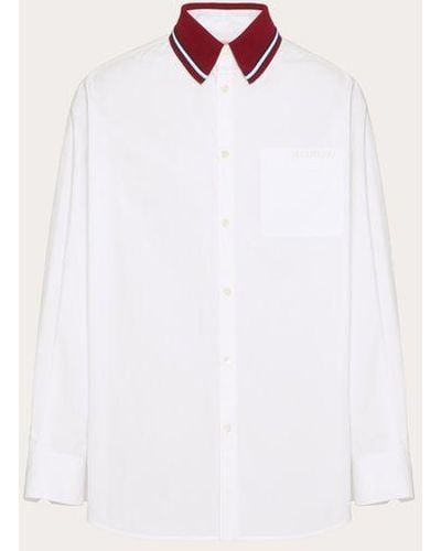 Valentino Long-sleeved Cotton Poplin Shirt With Embroidery - White