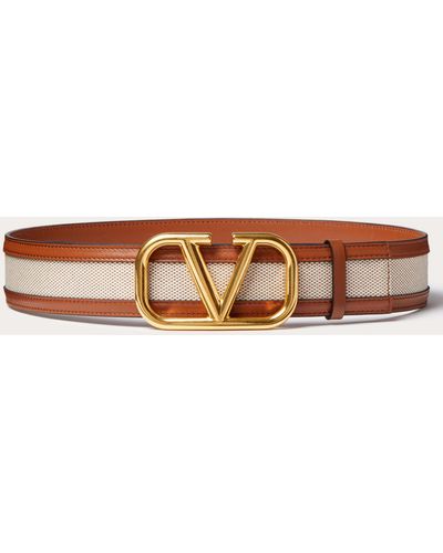 Valentino Garavani Vlogo Signature Canvas Belt 40mm - Brown