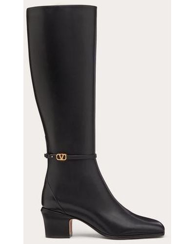 Valentino Garavani BOTTES TAN-GO EN CUIR DE VEAU, TALON : 60 MM - Noir