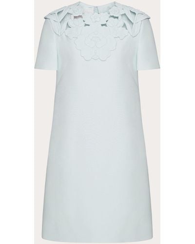 Valentino Embroidered Crepe Couture Short Dress - Blue